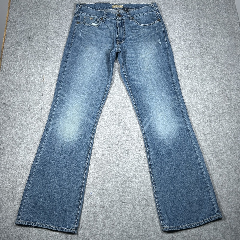 Vintage Guess Falcon Regular Boot Denim Jeans Mens 34x32(32x32) Medium Blue Wash